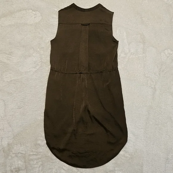 NEW H&M Green Khaki Dress Size 4 Utility Lightweight Silk Summer Casual - Picture 7 of 14
